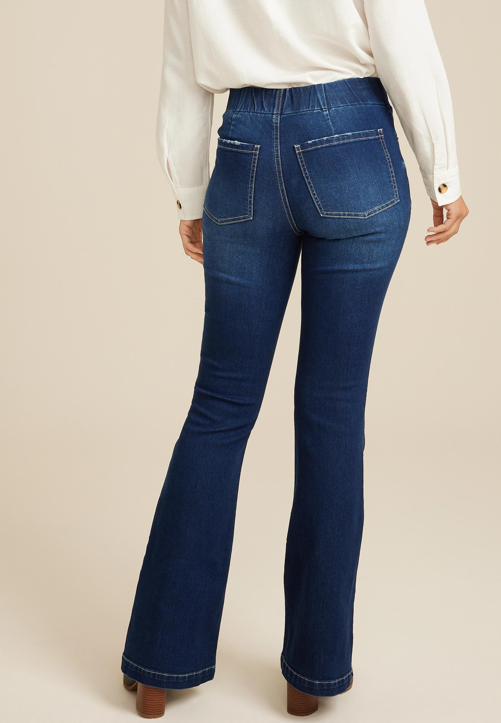 Everflex™ Dark High Rise Pull On Flare Jean Product Image