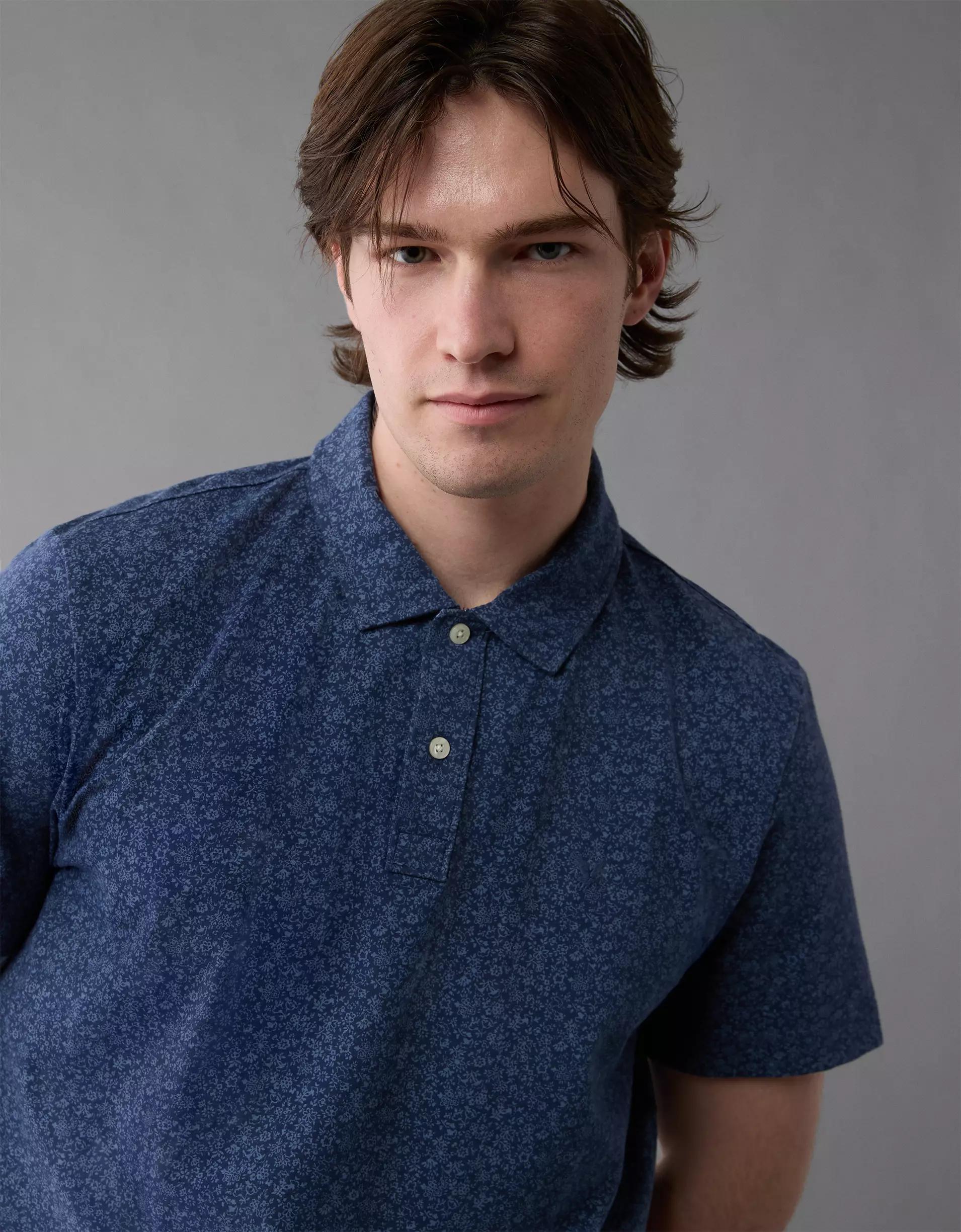 AE 24/7 Club Logo Printed Polo Shirt Product Image