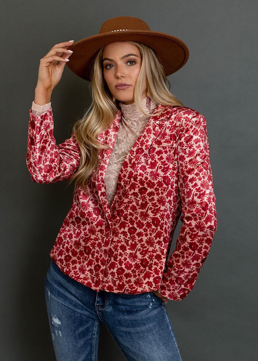 Louve Blazer in Red Floral Female Product Image