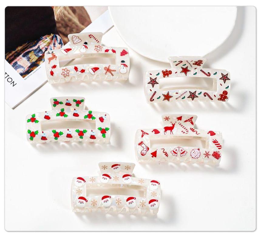 Christmas Pattern Printed PVC Hair Claw Clips (Various Designs) Product Image