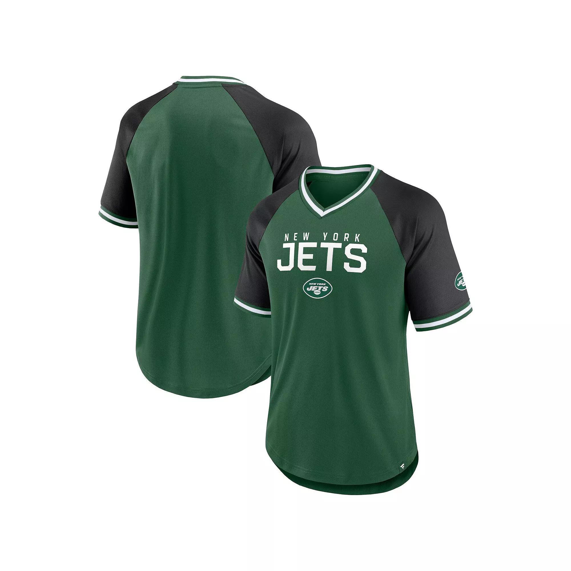 Men's Fanatics Green/Black New York Jets Hashmark Raglan T-Shirt,  Product Image