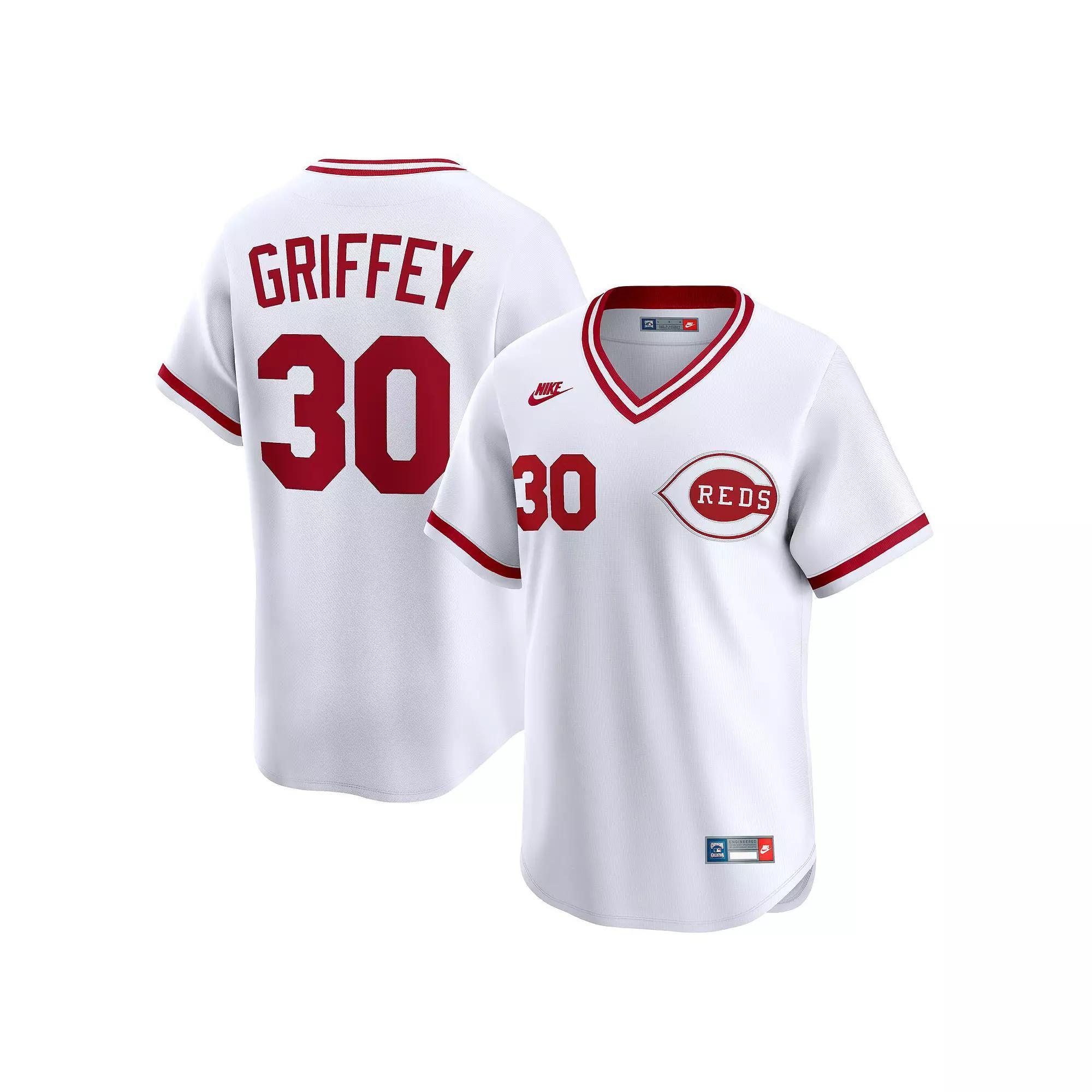 Mens Nike Ken Griffey White Cincinnati Reds Throwback Cooperstown Collection Limited Jersey Product Image