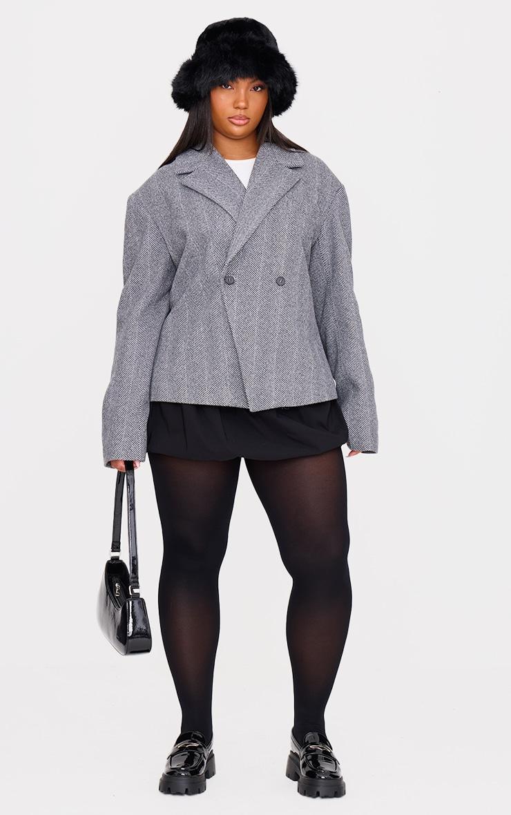 Plus Grey Oversized Check Wool Look Blazer Product Image