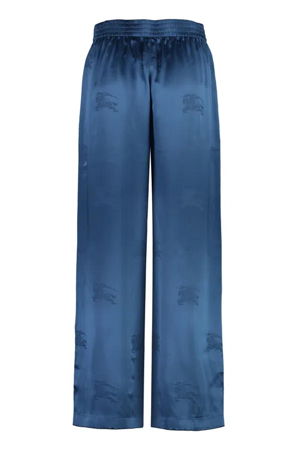 BURBERRY Luxurious Silk Trousers For Women In Stunning Blue Product Image