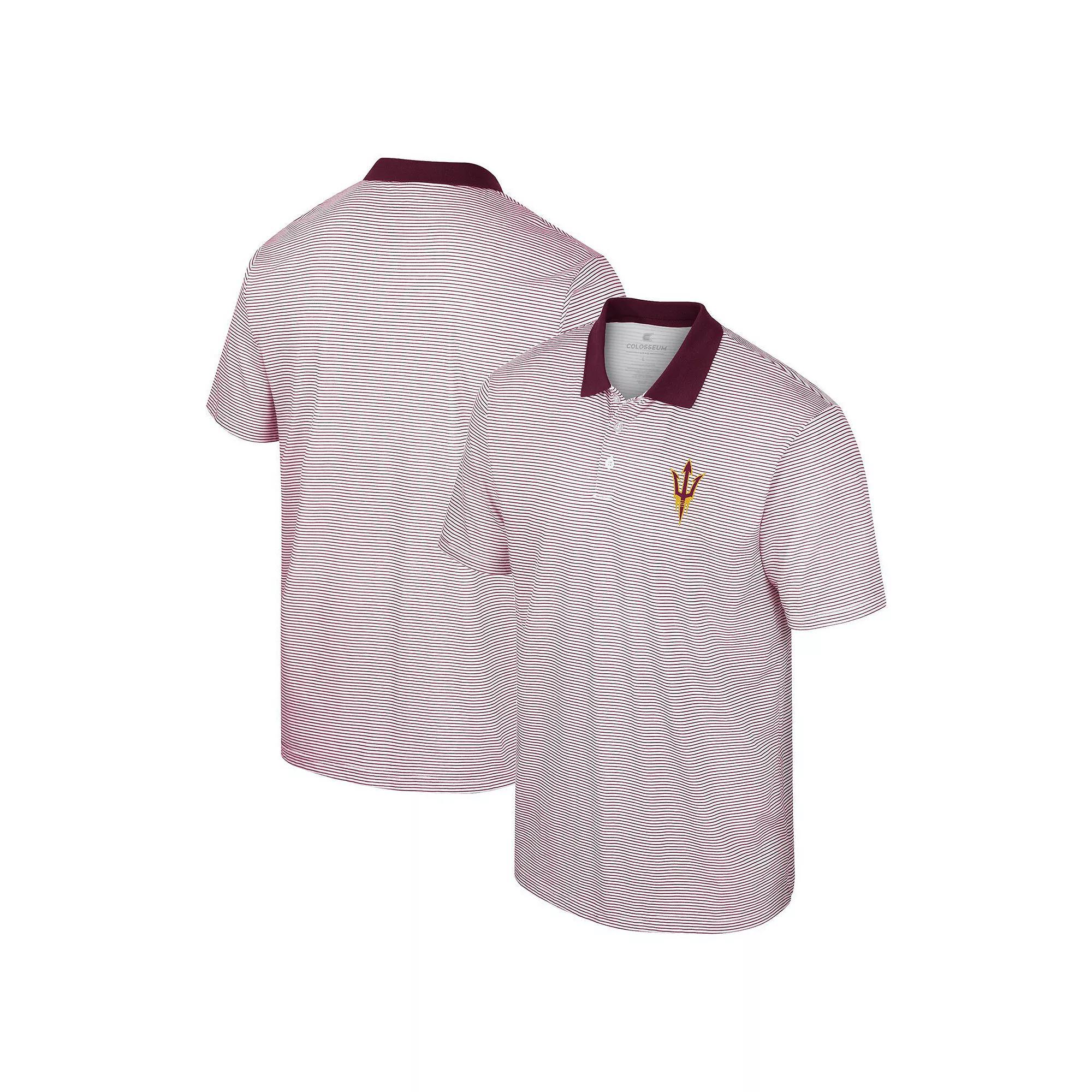 Men's Colosseum White/Maroon Arizona State Sun Devils Print Stripe Polo,  Product Image