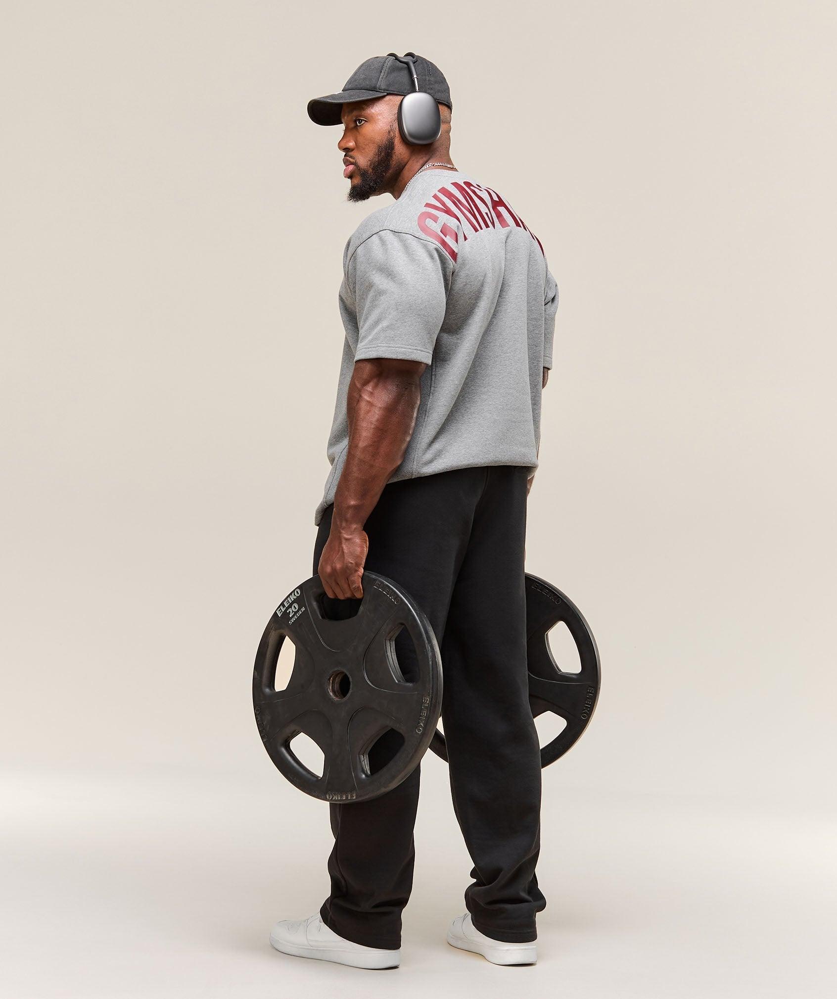 Gymshark Power Short Sleeve Crew - Charcoal Core Marl Male Product Image