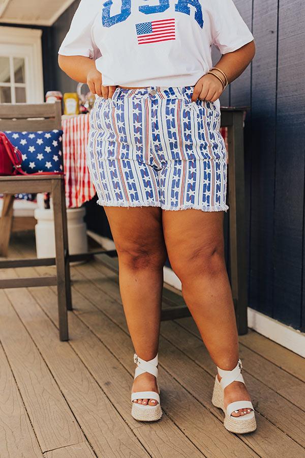 Judy Blue Dreaming In Stars And Stripes High Waist Shorts Curves Product Image