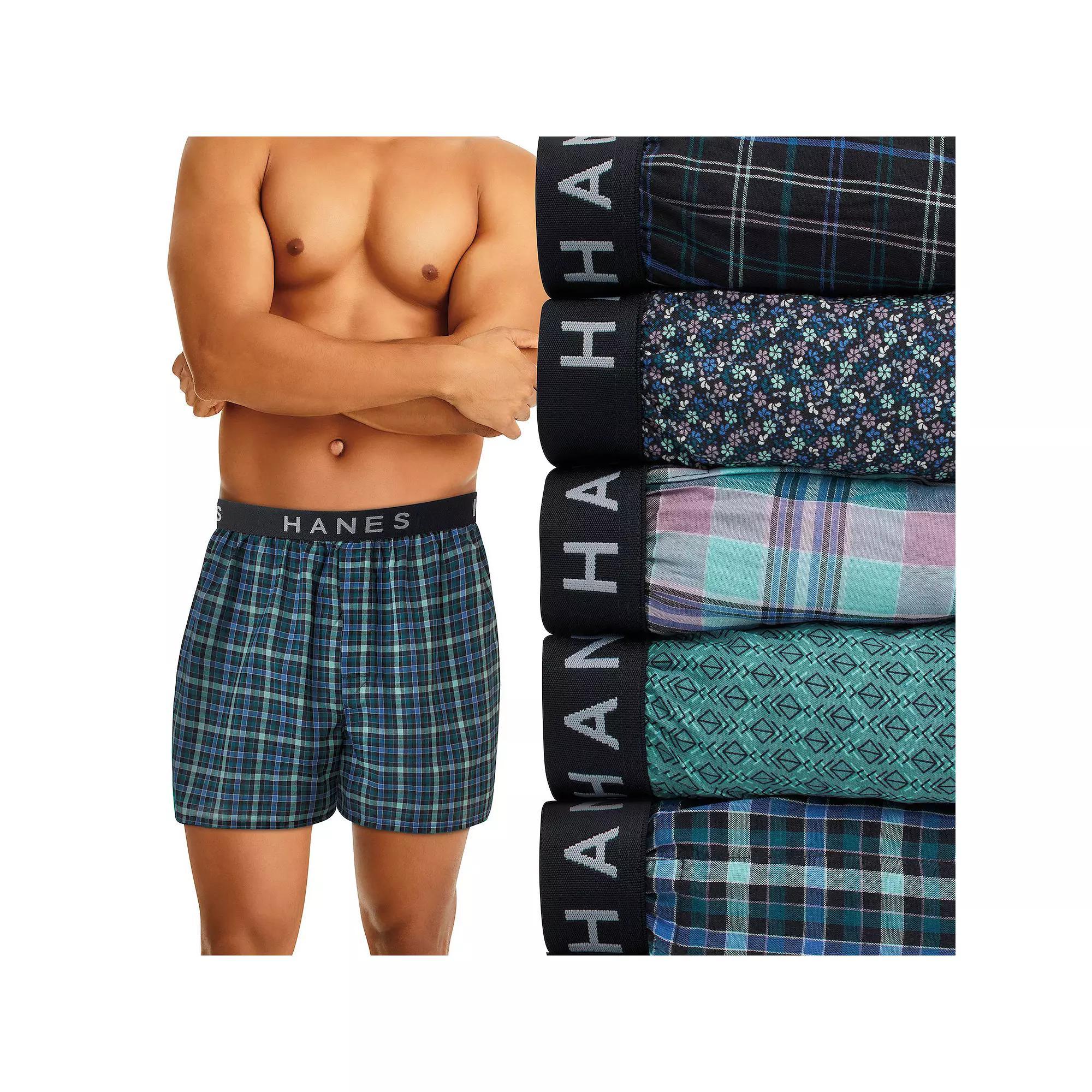 Men's Hanes® 5-Pack Ultimate Woven Moisture-Wicking Boxer Underwear,  Product Image