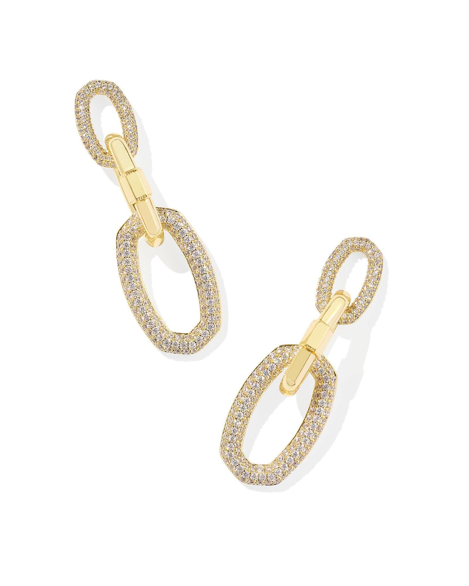 Emery Gold Statement Earrings in White CZ Product Image