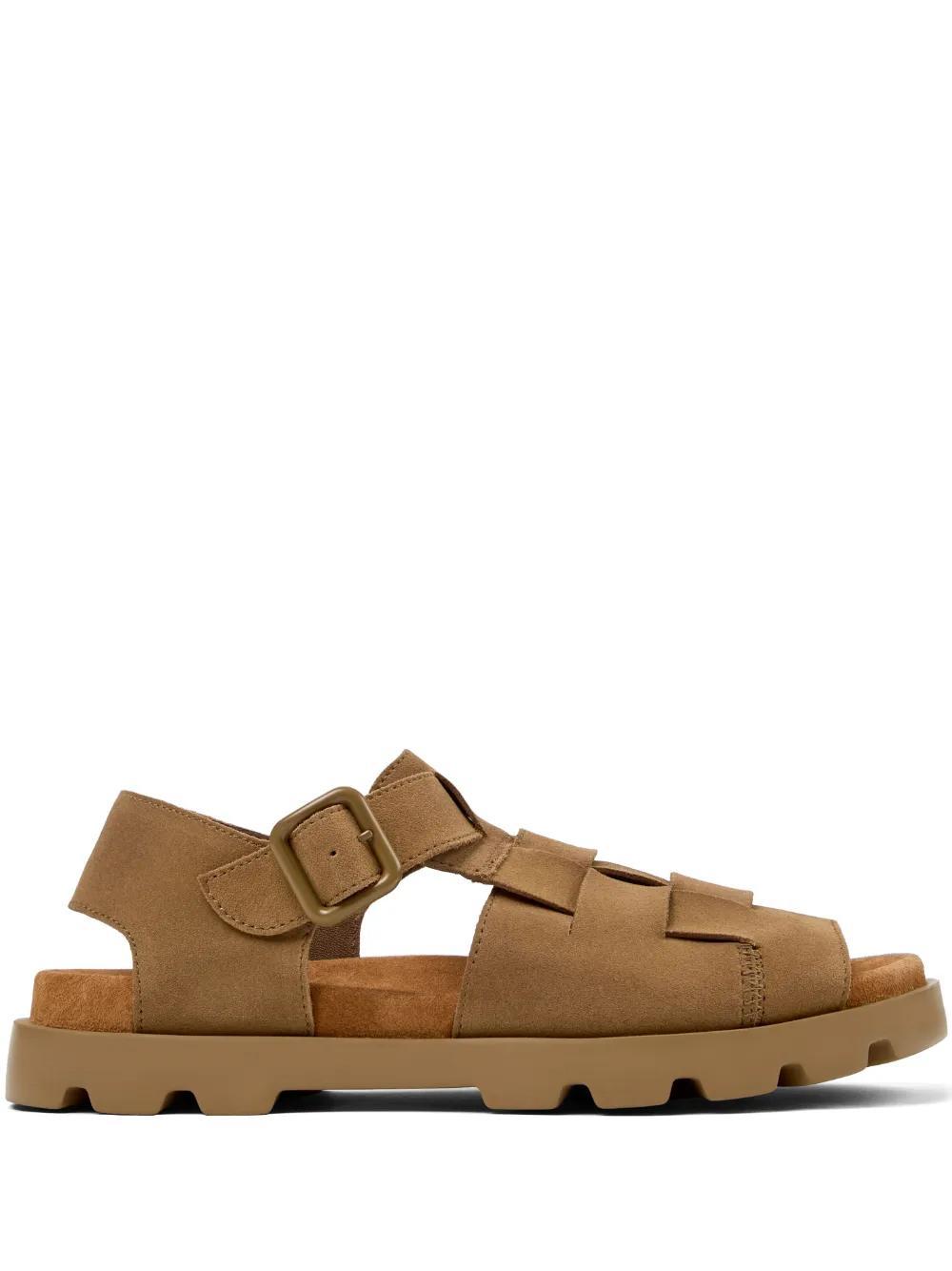 CAMPER Brutus Buckled Suede Sandals In Medium Brown Product Image