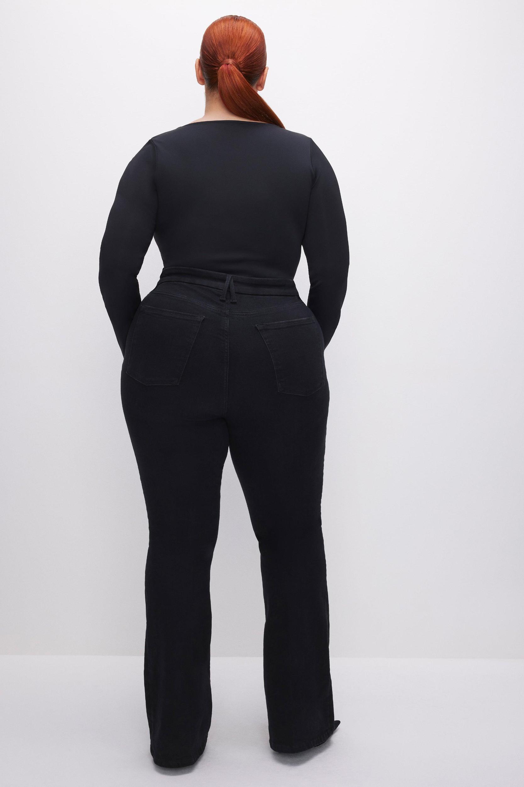 POWER STRETCH PULL-ON FLARE JEANS | BLACK001 Product Image