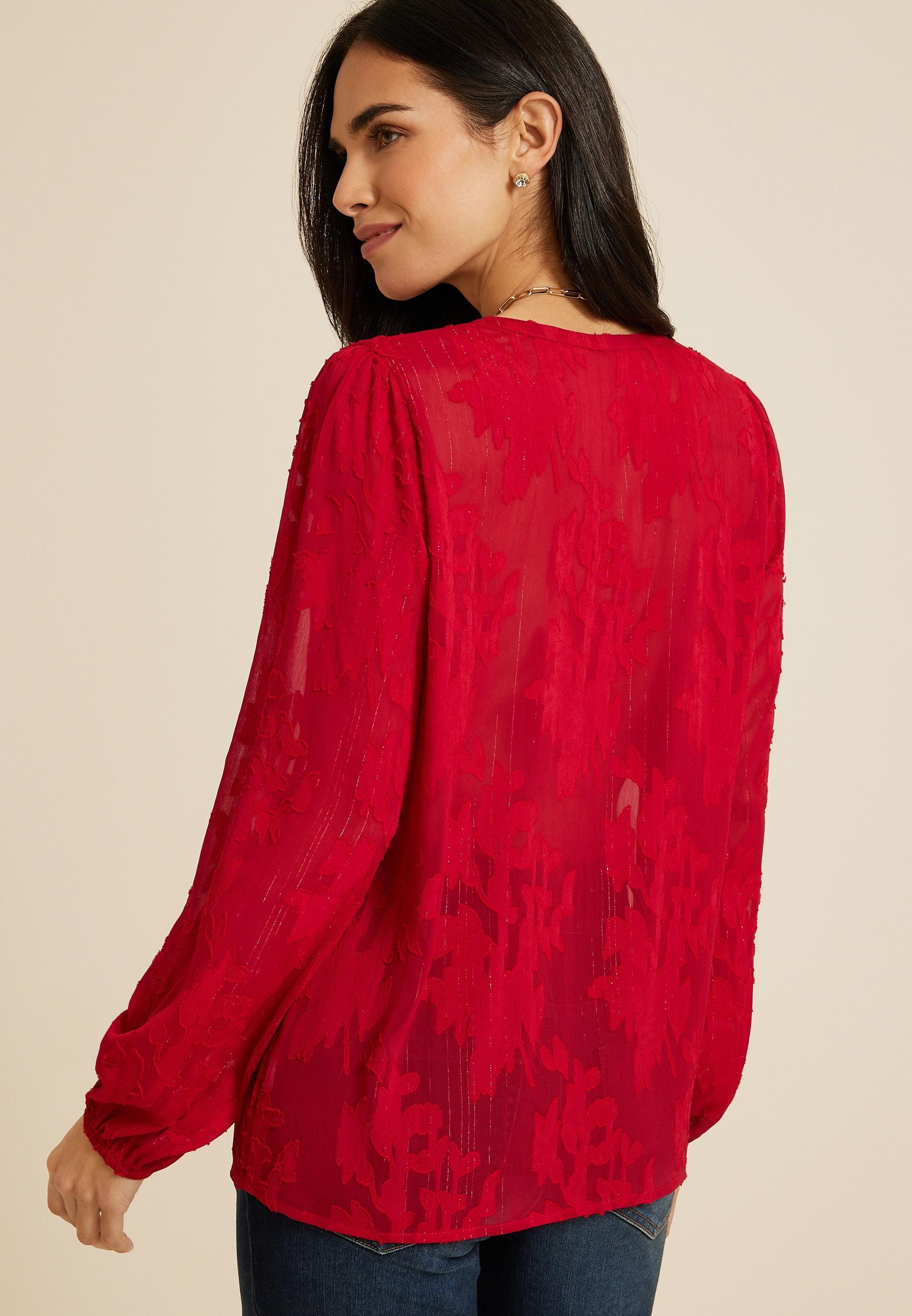 Metallic Floral Jacquard Blouse Product Image