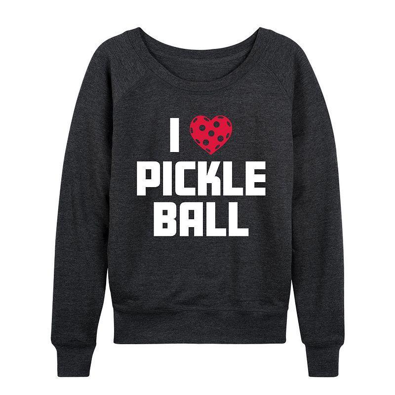 Women's I Love Pickleball French Terry Long Sleeve Tee, Girl's, Size: XL, Grey Gray Product Image