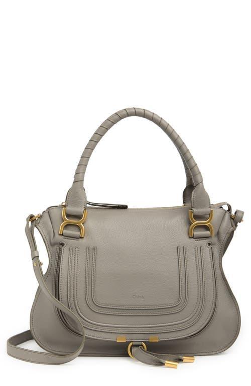 Marcie Medium Double Carry Satchel Bag in Grained Leather Product Image