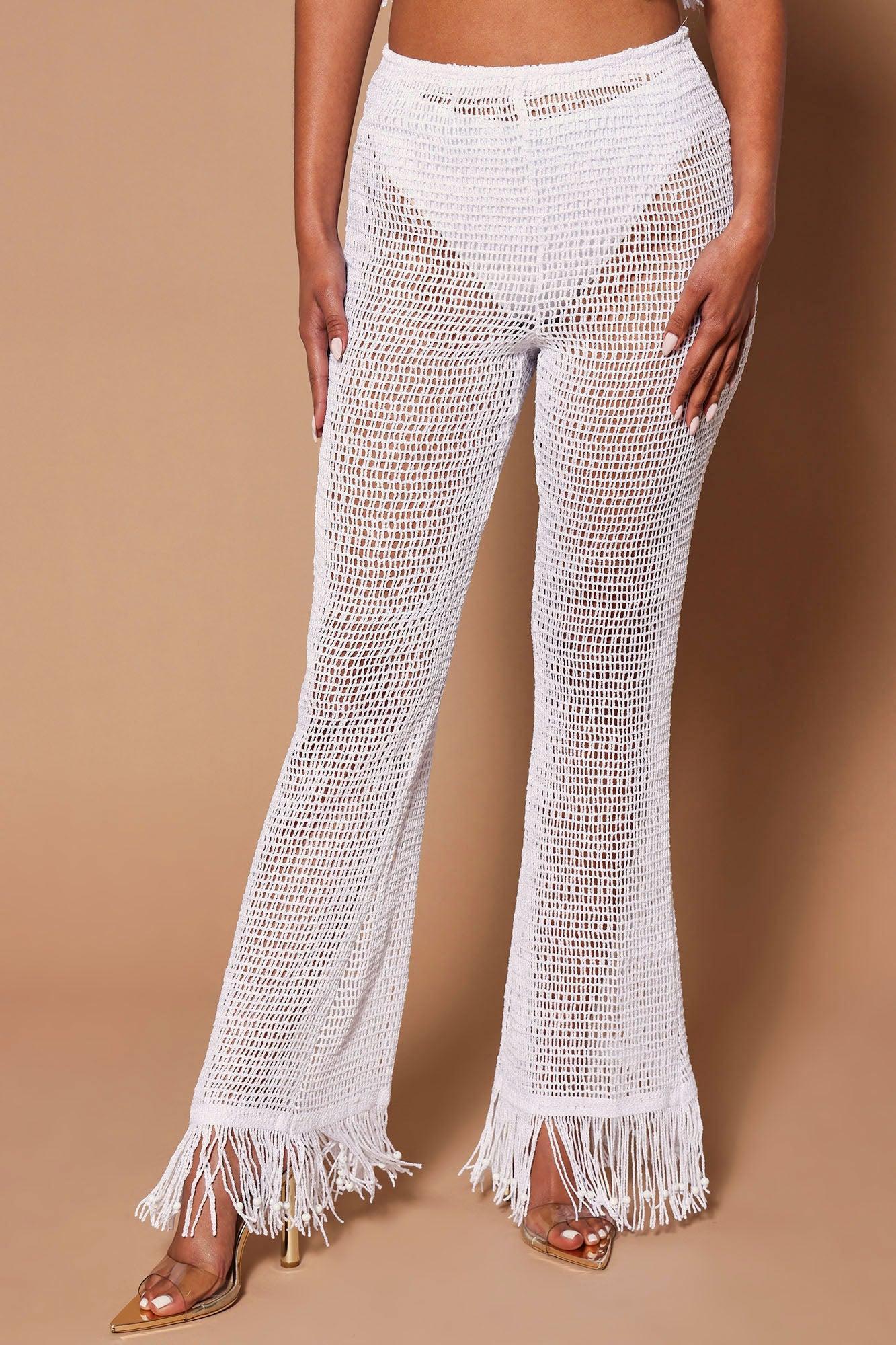 Bohemian Dreams Crochet Pant - White Product Image