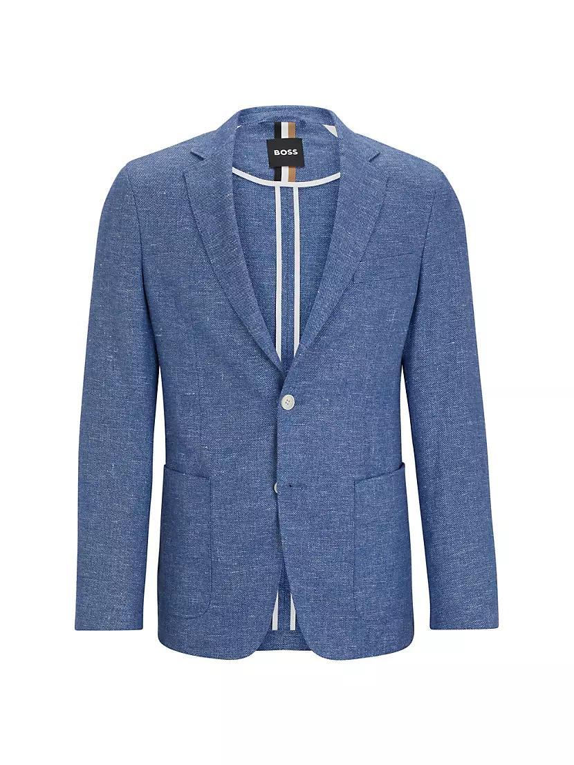 Slim-Fit Jacket in a Micro-Patterned Linen Blend Product Image