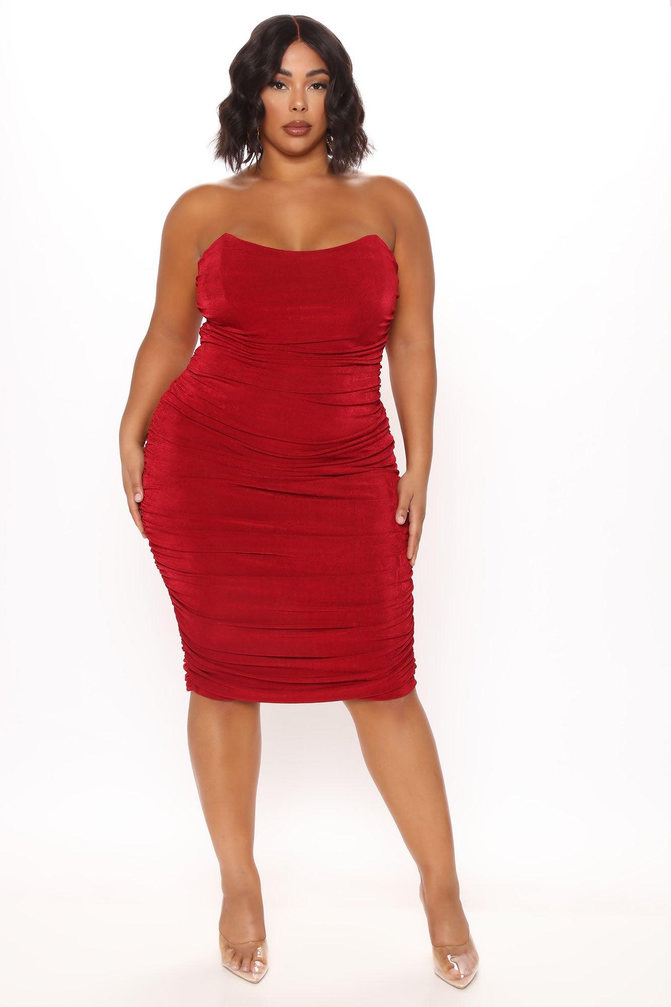 All Ruched And Ready Midi Dress - Wine Product Image