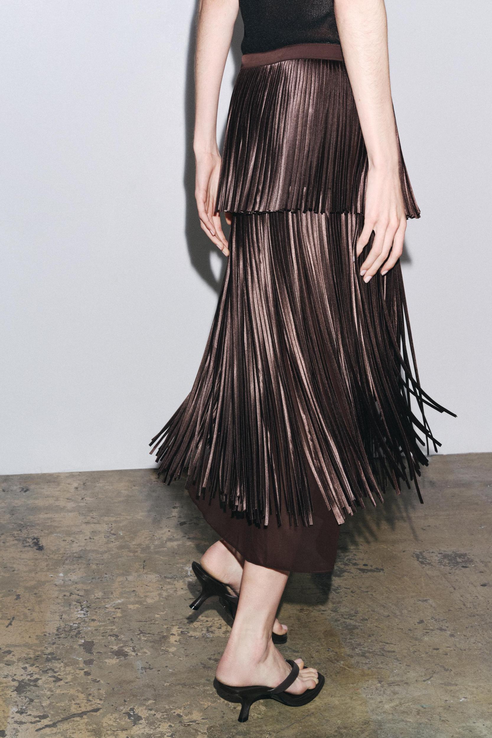 FRINGED MIDI SKIRT Product Image