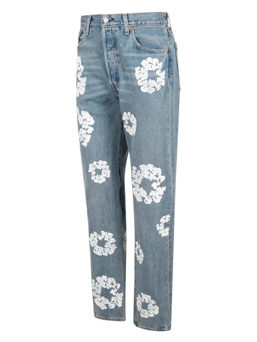 x Levi&apos;s Cotton Wreath-print straight-leg jeans Product Image