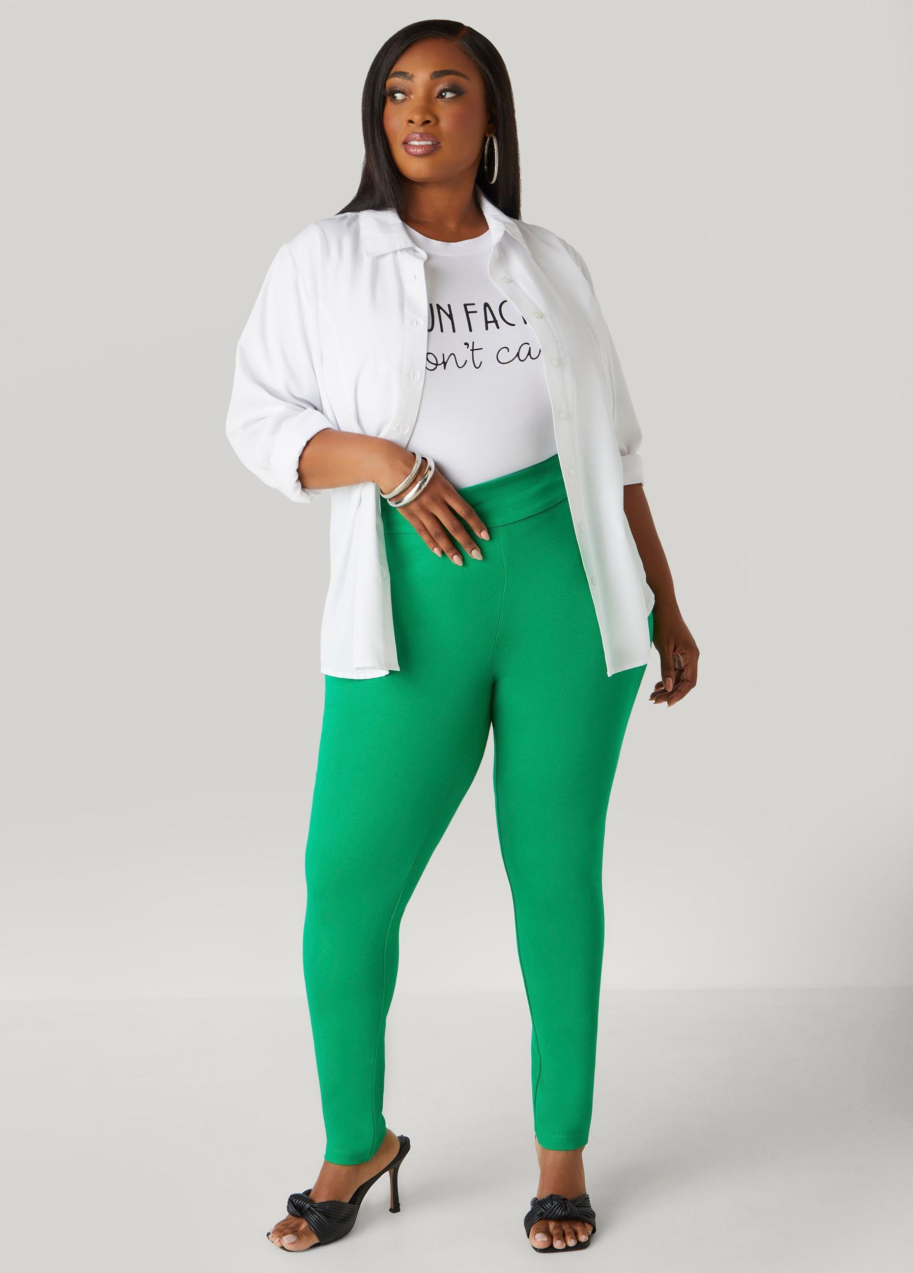 Plus Size High Waist Ponte Pull On Leggings Ashley Stewart Product Image
