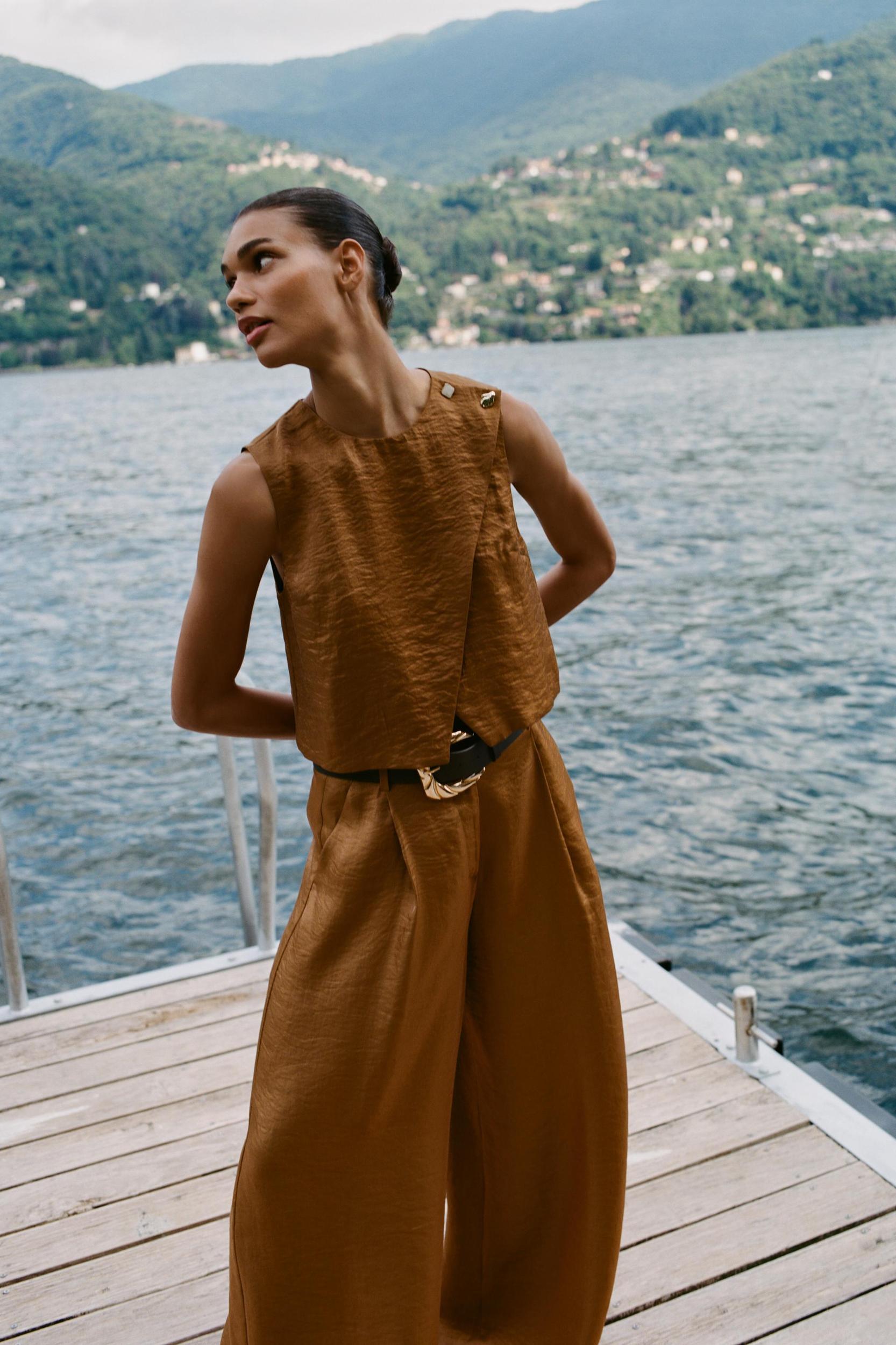 SATIN EFFECT WRAP TOP Product Image