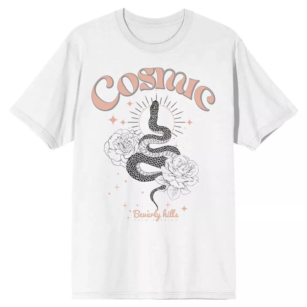 Men's Cosmic Snake & Flowers Graphic Tee, Size: XL, White Product Image