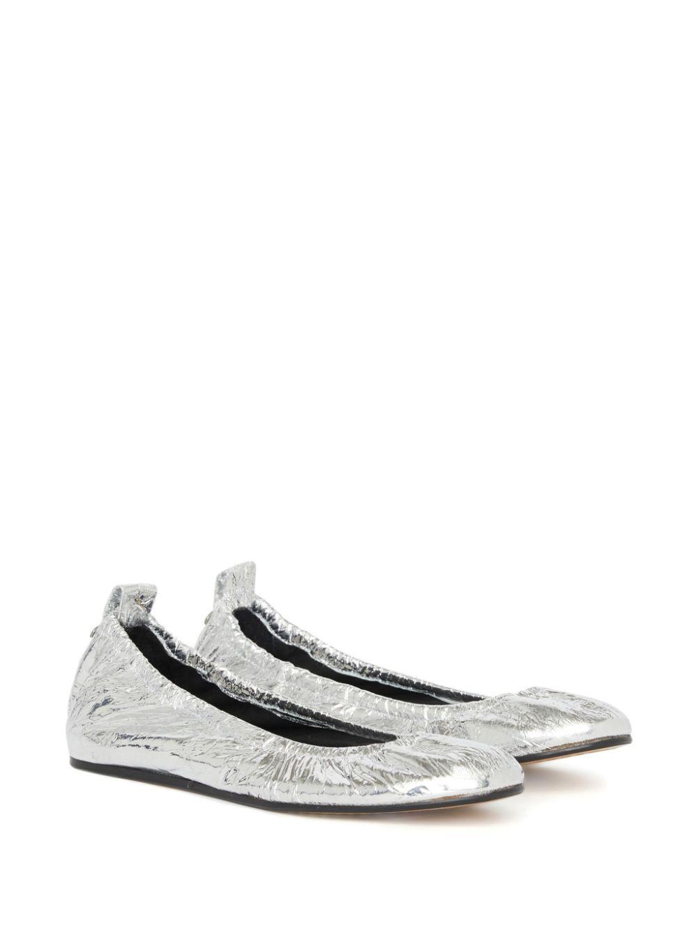 ISABEL MARANT Metallic Flat Ballerina Shoes In Silver Product Image