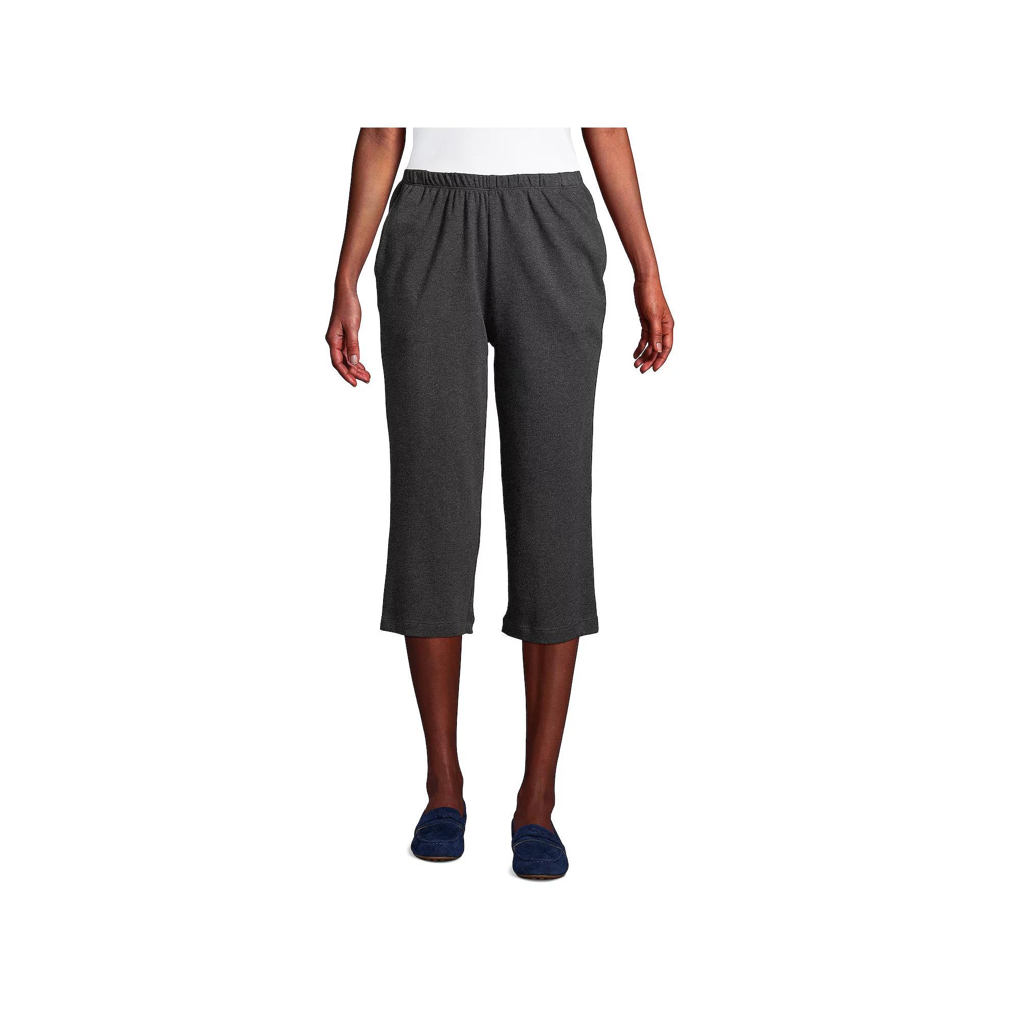 Women's Lands' End Sport High Waist Pull-On Capri Pants, Size: Large, Black Product Image