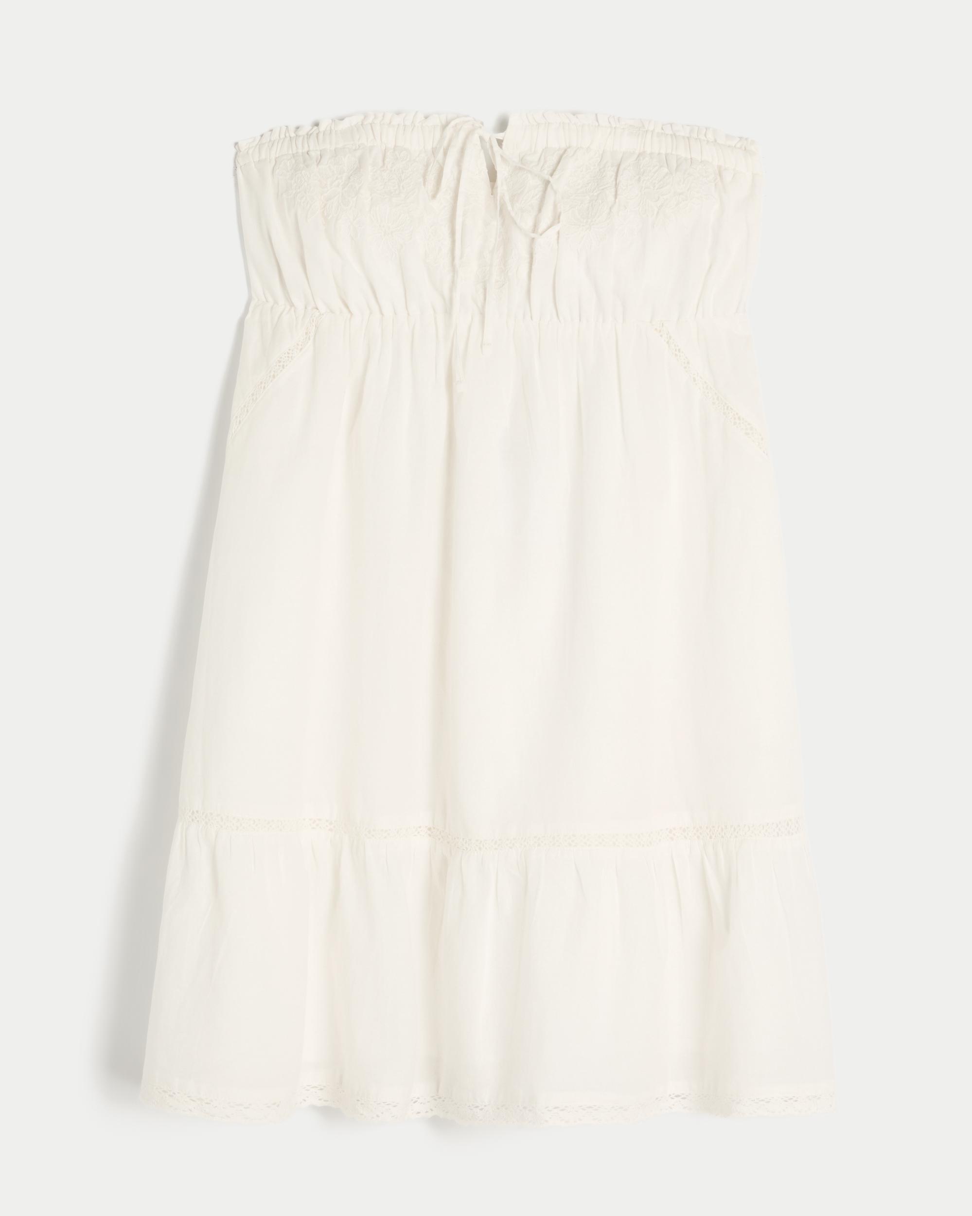 Strapless Embroidered Babydoll Dress Product Image