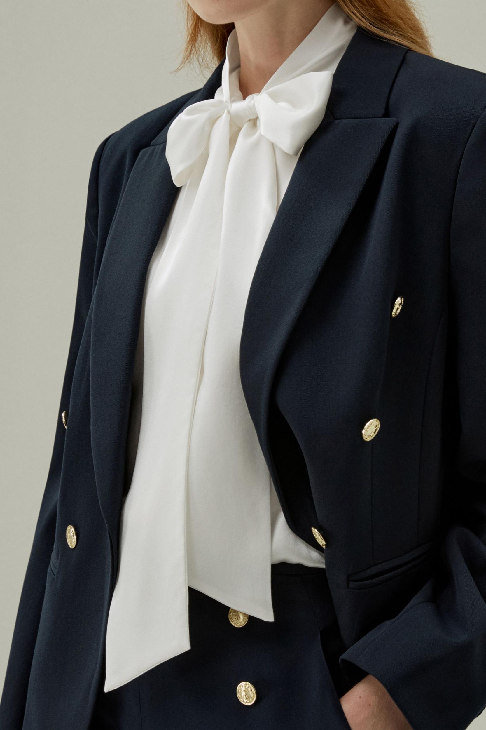 Women Bow-tie Neck Silk Blouse Product Image