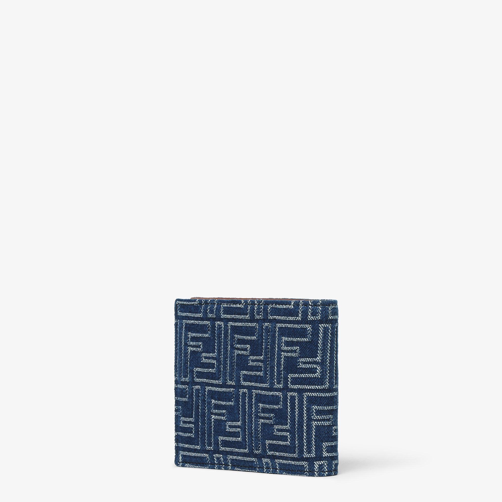 FF WalletBlue denim-effect FF Jacquard bi-fold wallet Product Image