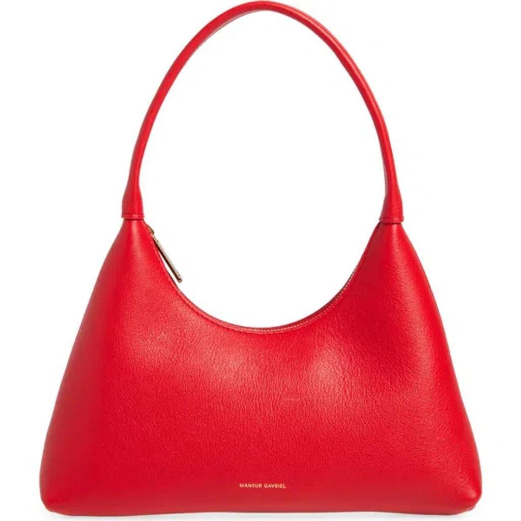 MANSUR GAVRIEL Mini Candy Leather Hobo Bag In Red Product Image