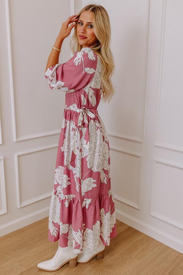 Bistro Bound Floral Midi Dress in Blush Product Image