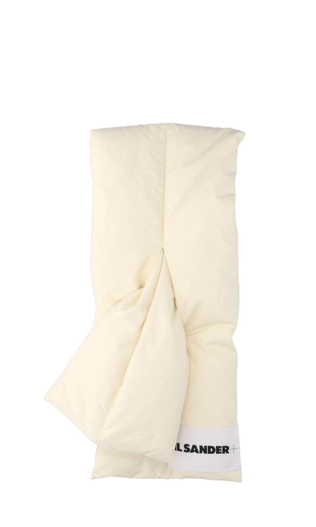 JIL SANDER Logo-patch Padded Nylon Scarf In Cream Product Image