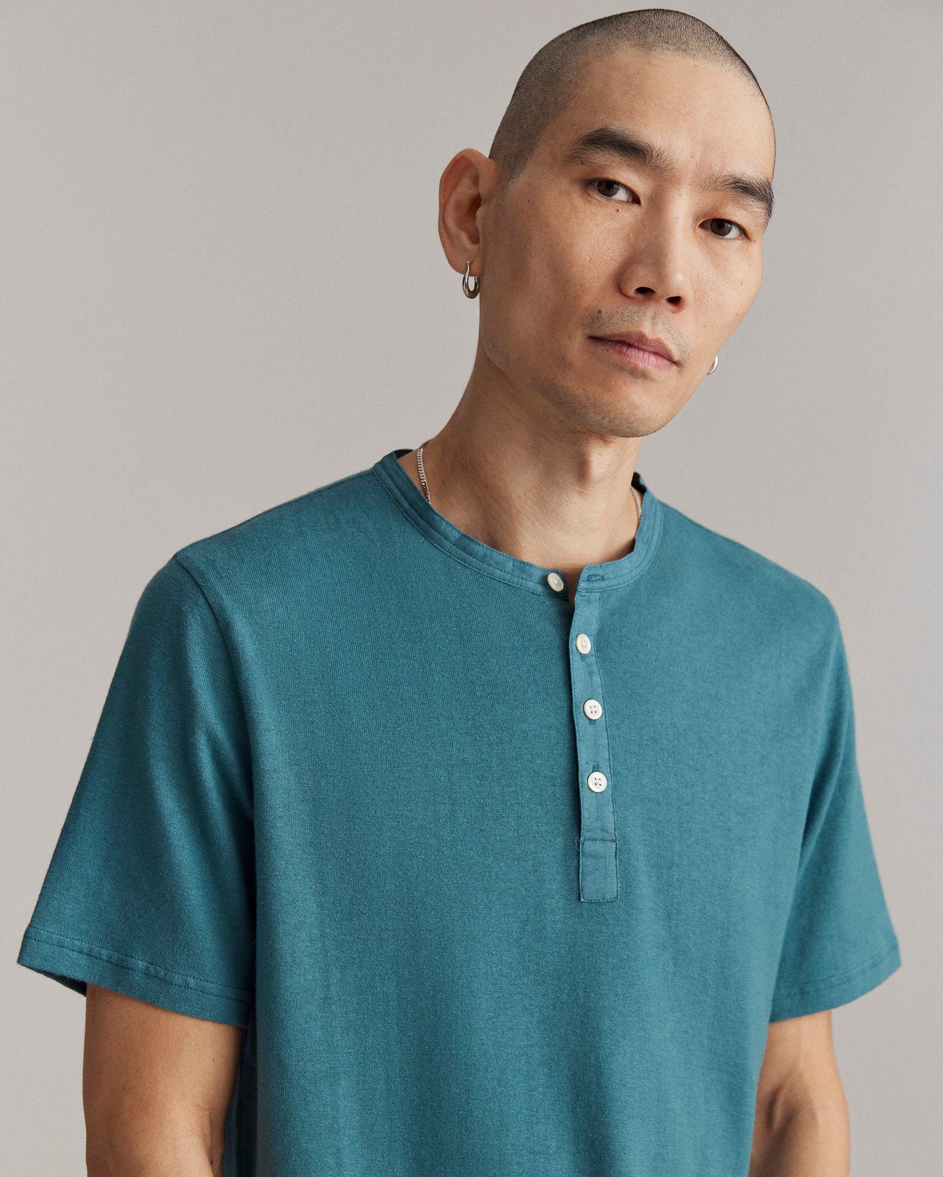 Short Sleeve Hemp Cotton Henley -  Product Image