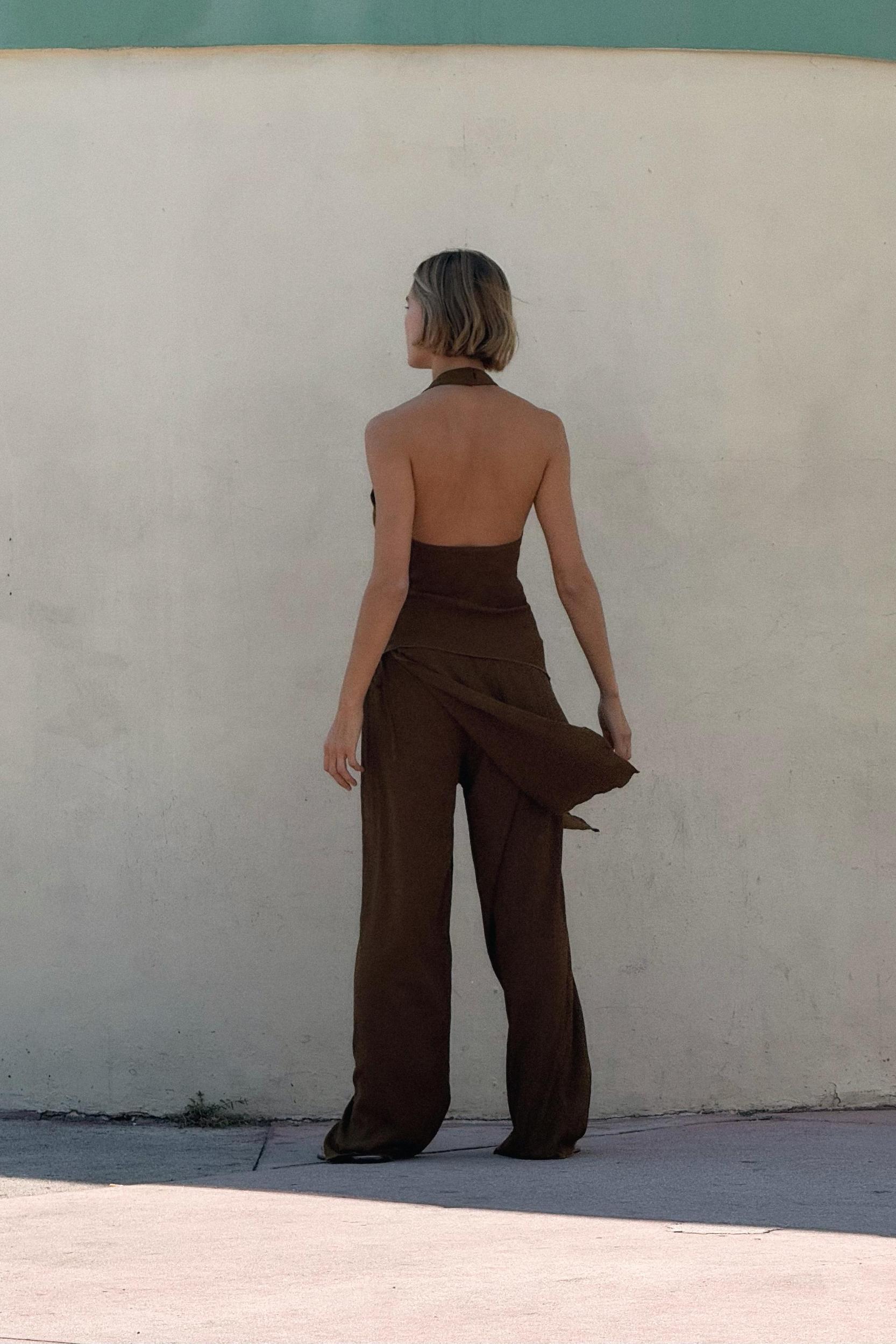 TEXTURED DRAPED HALTER TOP Product Image