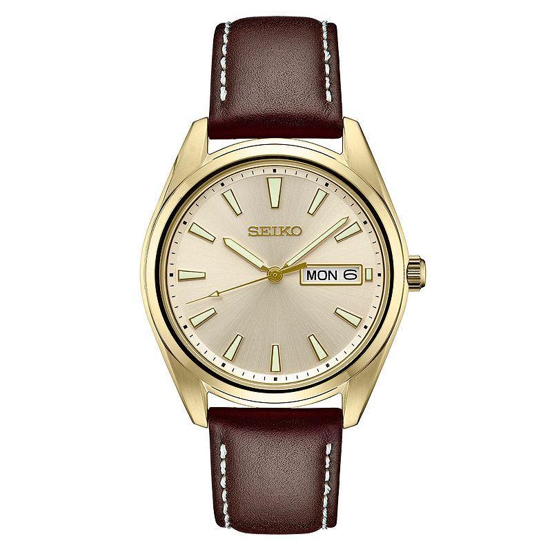 Seiko Mens Essential Stainless Steel Green Dial Watch - SUR449 Brown Product Image