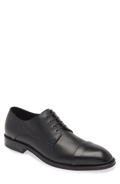 Boss Derrek Pebbled Cap Toe Derby In Black Product Image