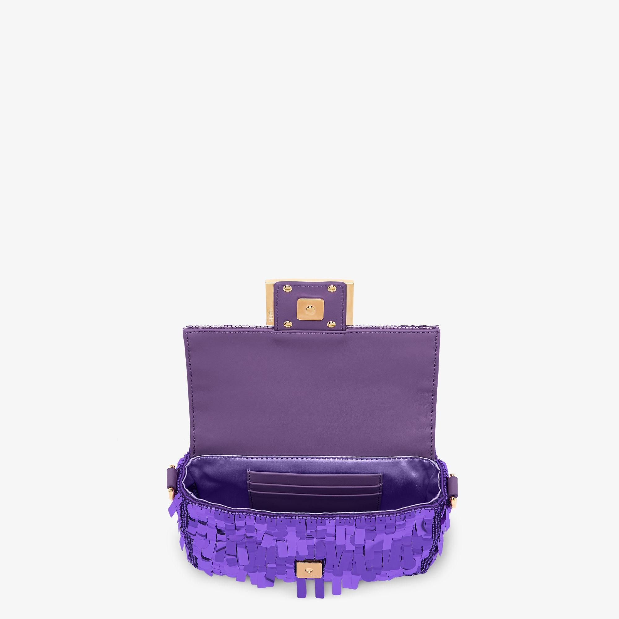 Baguette MiniBag embroidered with purple sequins Product Image