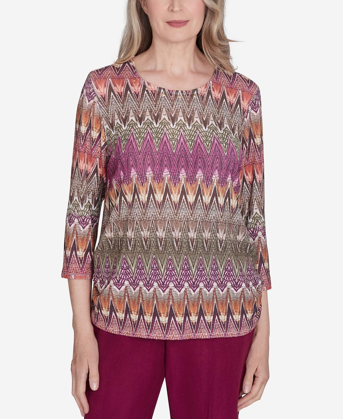 Women's Alfred Dunner Chevron Textured Top, Size: Medium, Neutral Team Product Image