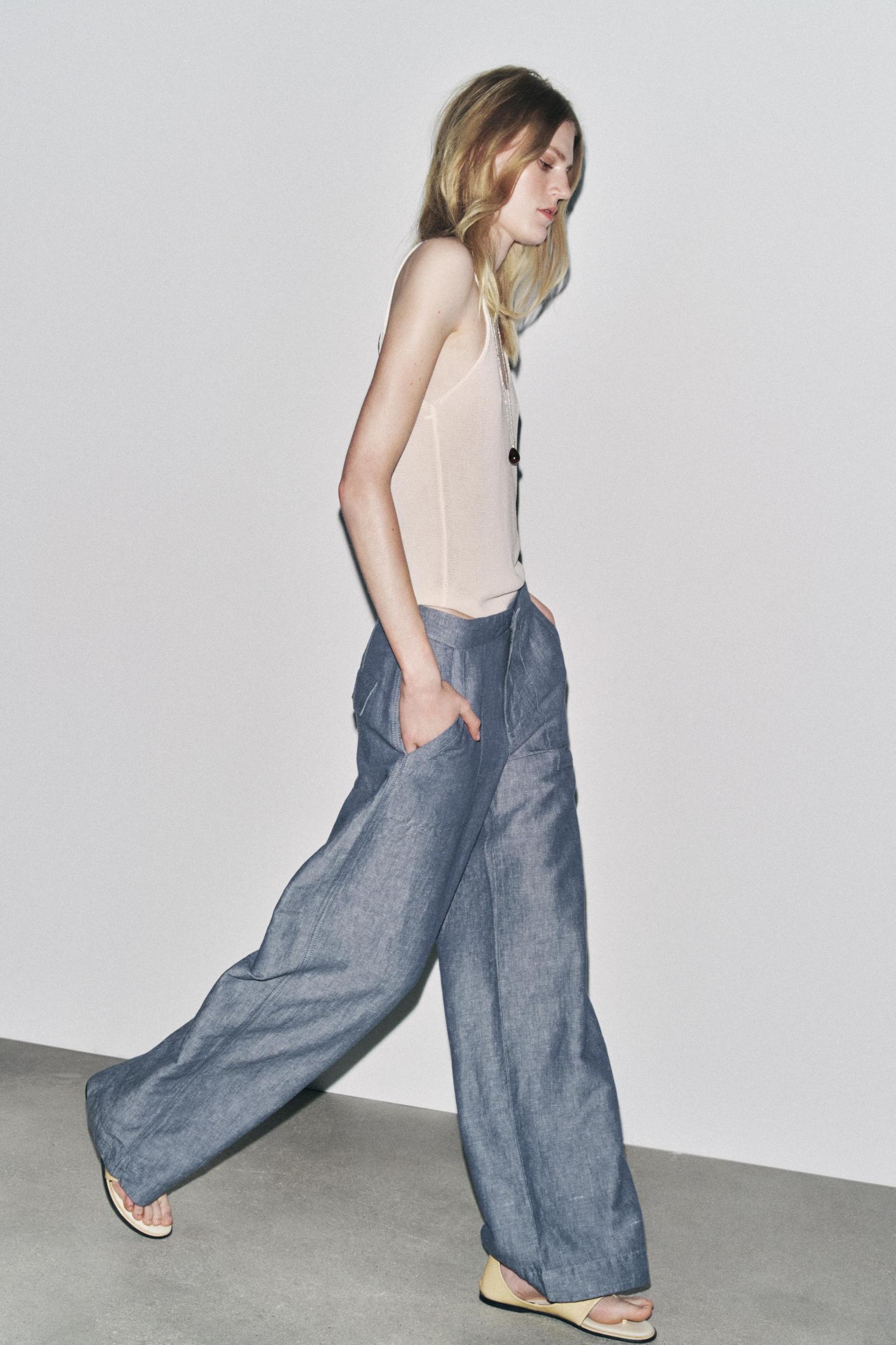 ZW COLLECTION WIDE LEG LINEN PANTS Product Image