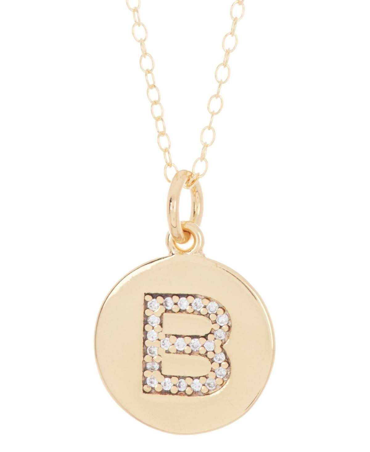 Adornia 14k Gold Plated Cubic Zirconia Engraved Letter Disc Pendant Necklace, Womens Gold Tone S Product Image