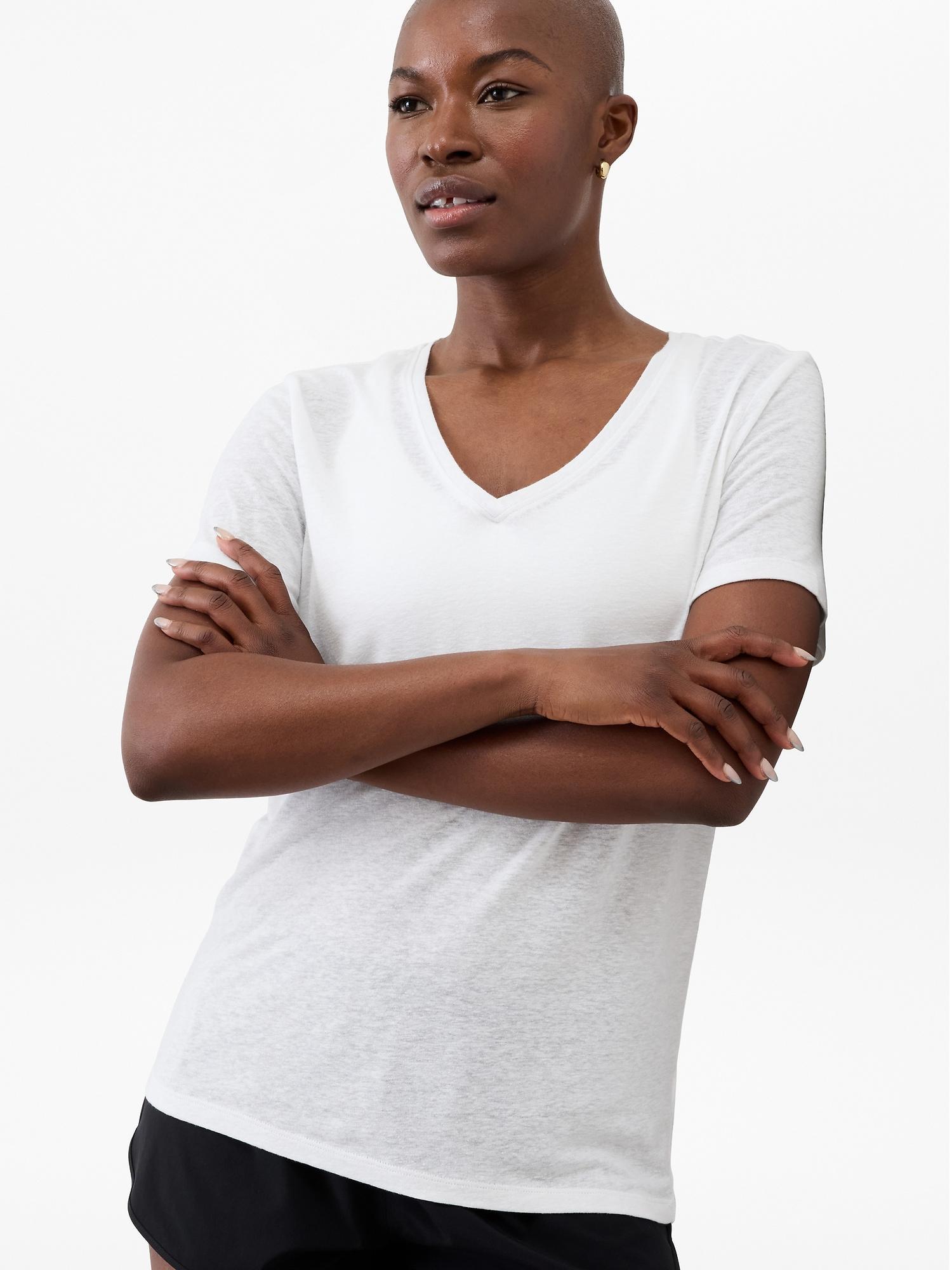 Getaway Linen Blend V-Neck Tee Product Image
