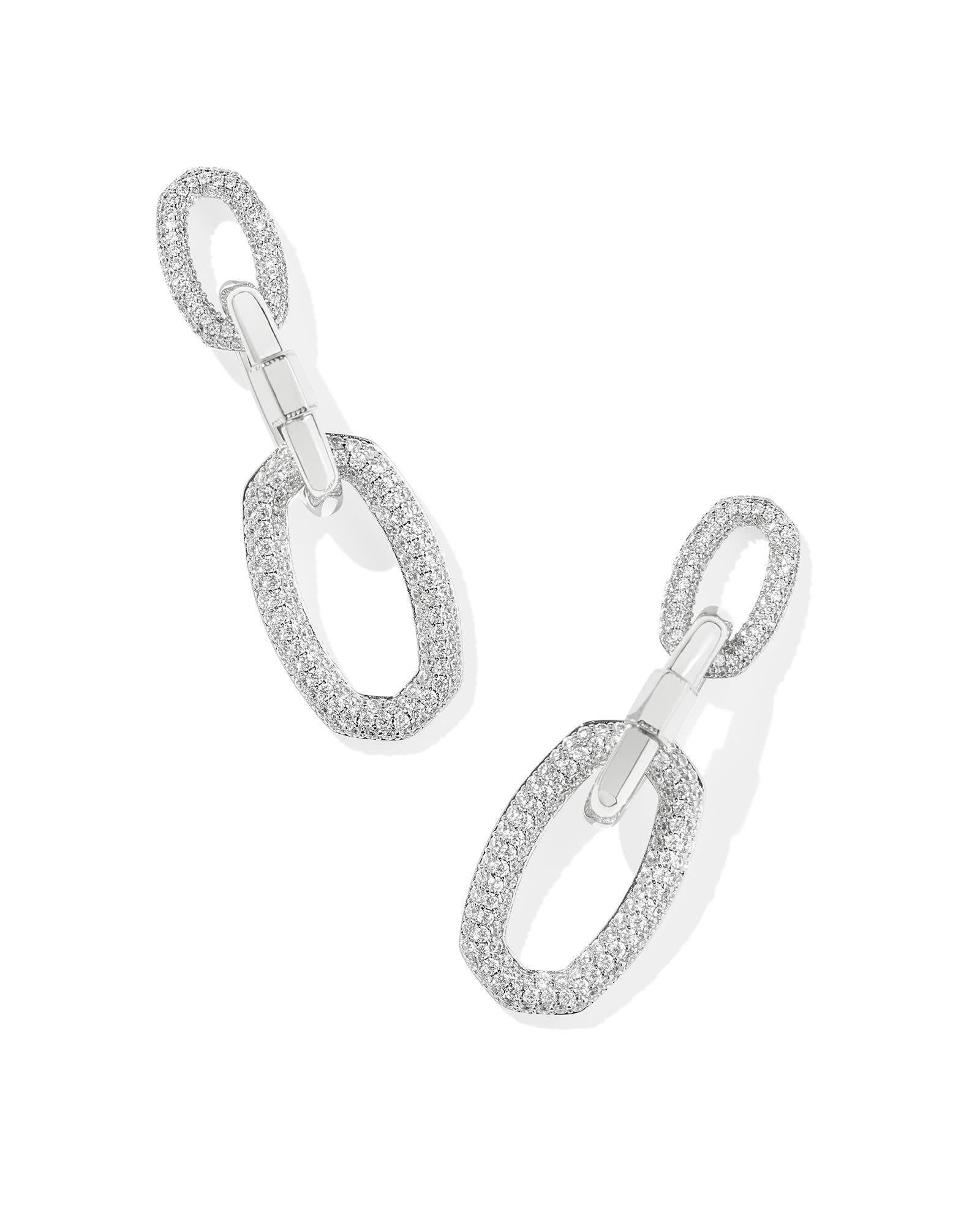 Emery Gold Statement Earrings in White CZ Product Image