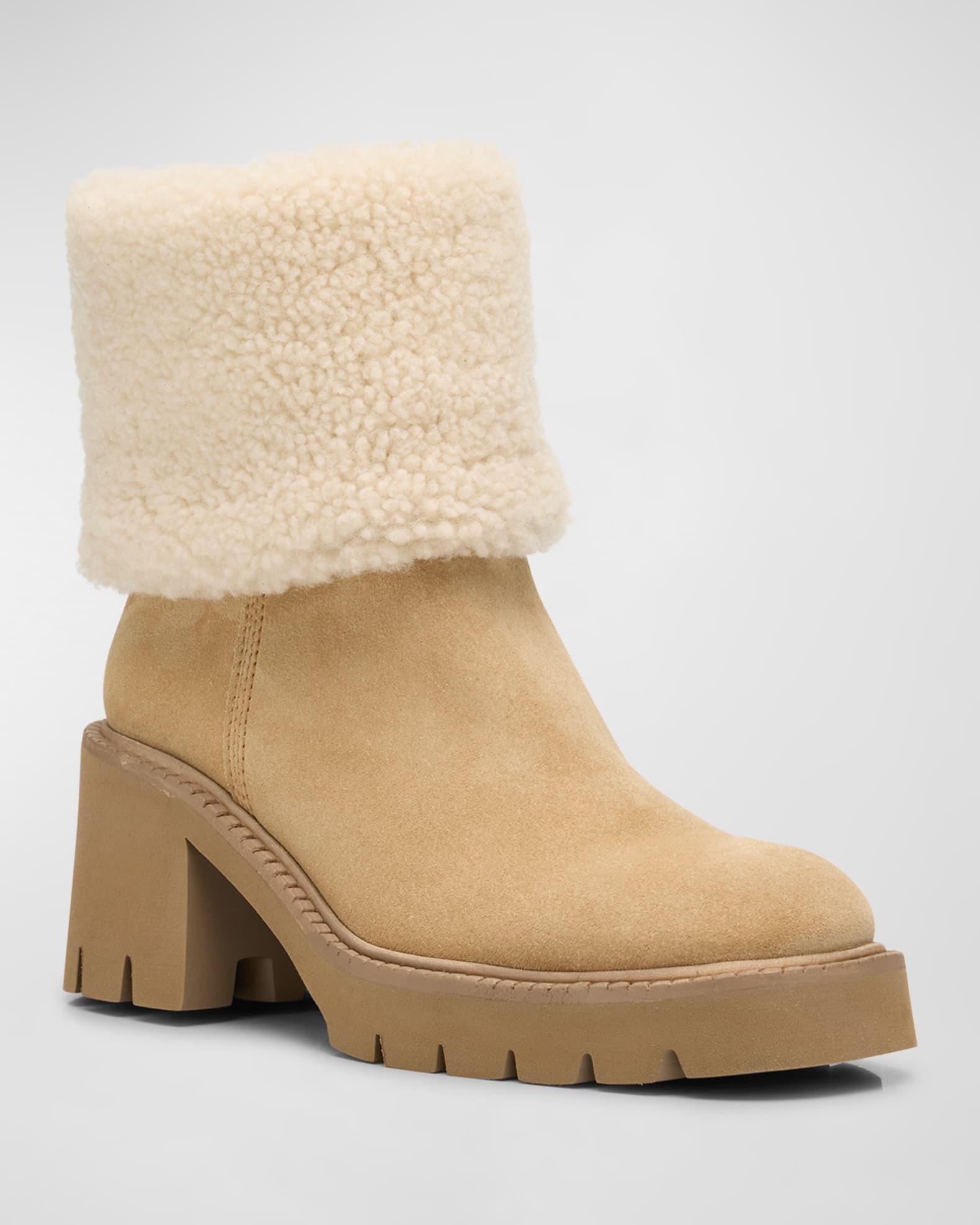 Zarela Suede Shearling Ankle Booties Product Image