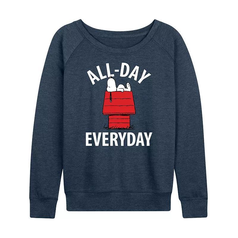 Women's Peanuts Snoopy All Day Everyday Art French Terry Long Sleeve Tee, Girl's,  Product Image