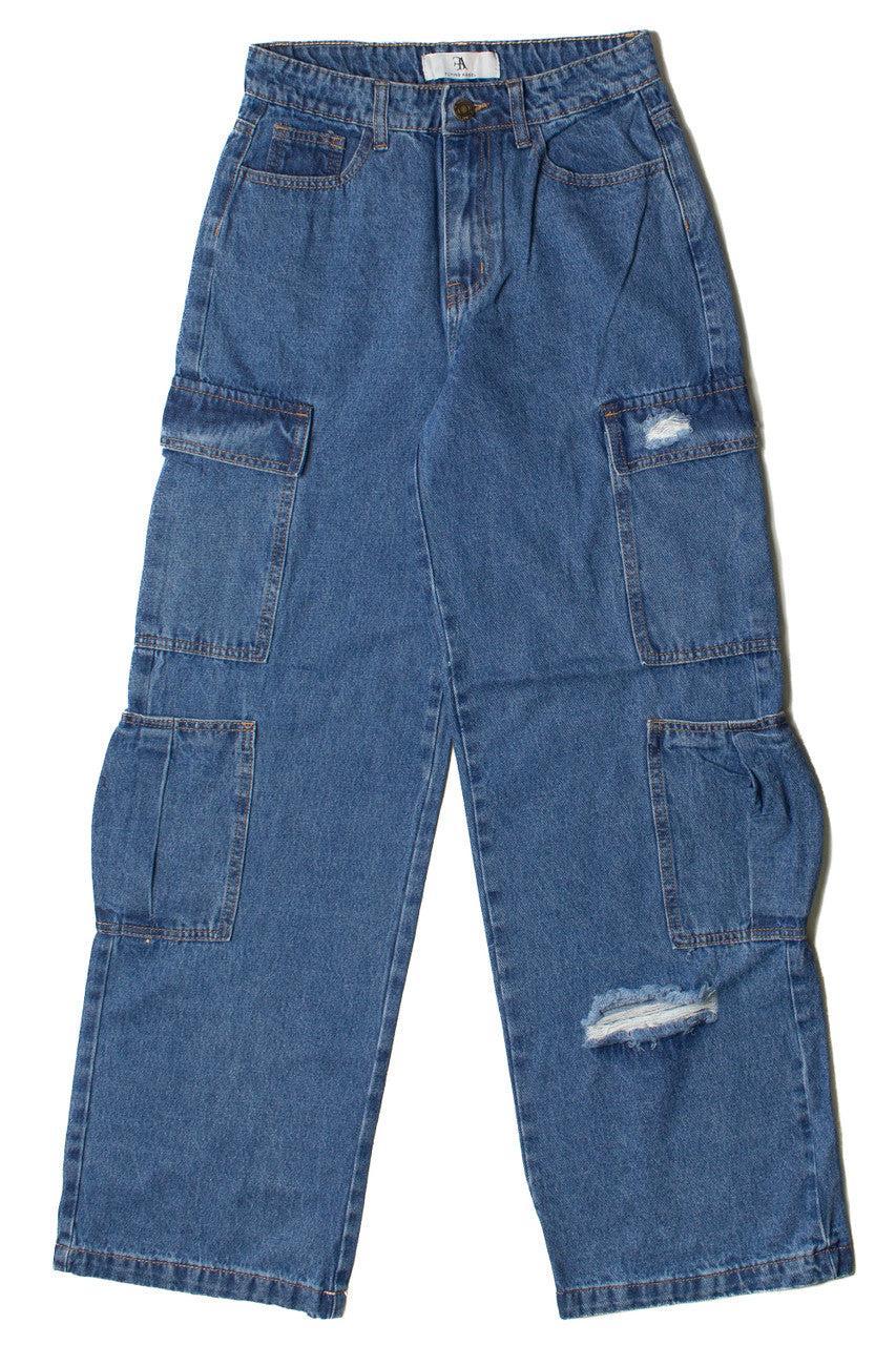 Distressed Double Cargo Jeans Product Image