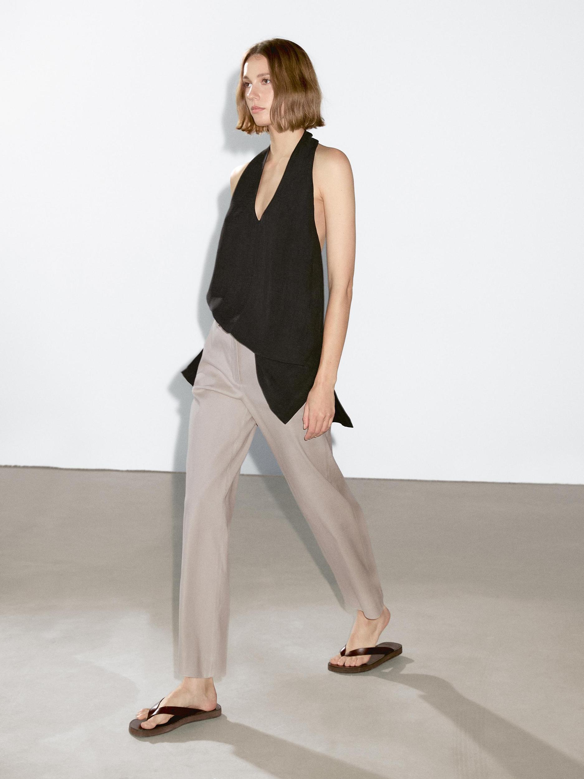 Stretch trousers with linen Product Image
