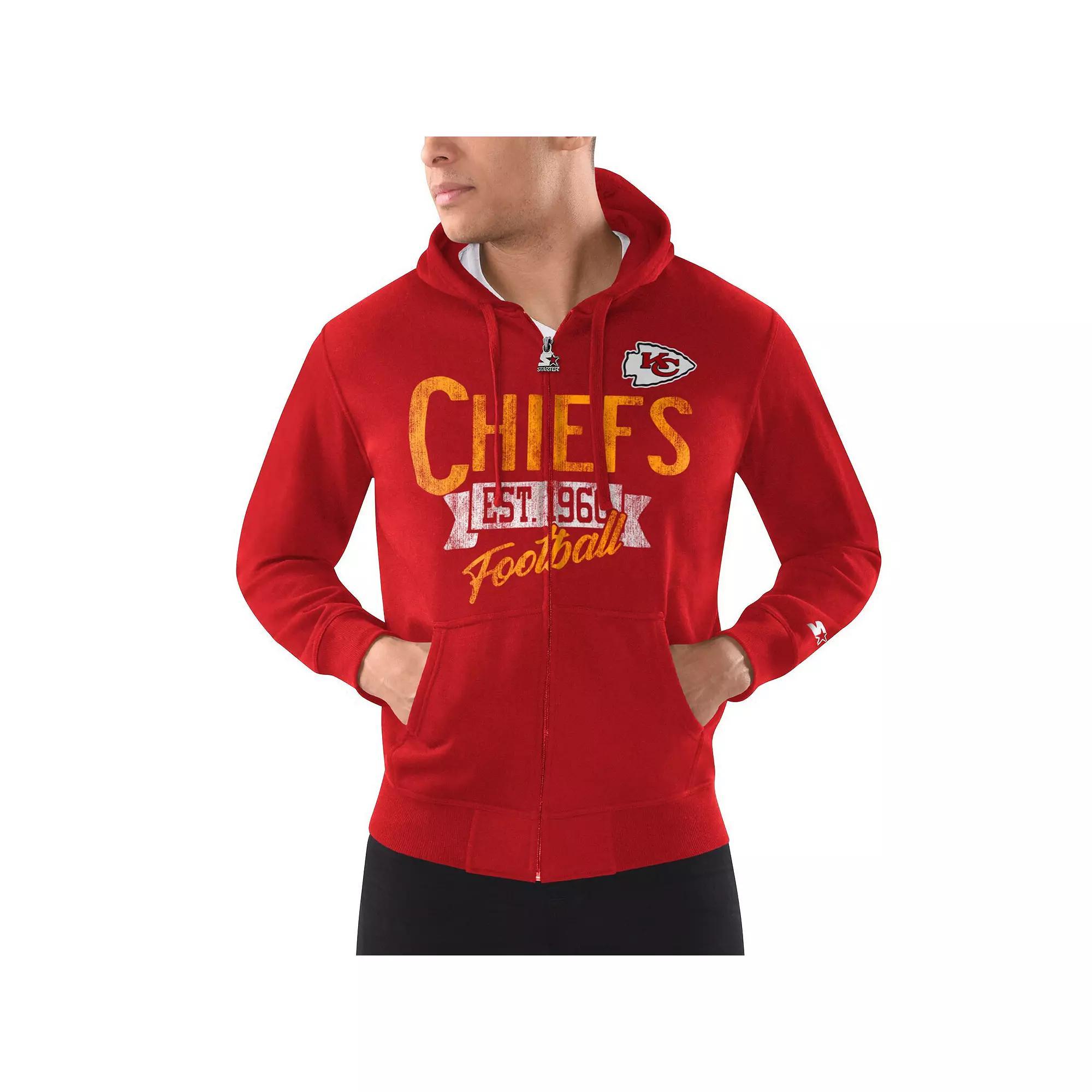 Men's Starter Red Kansas City Chiefs Domestic Post Season Full-Zip Hoodie, Size: Large Product Image