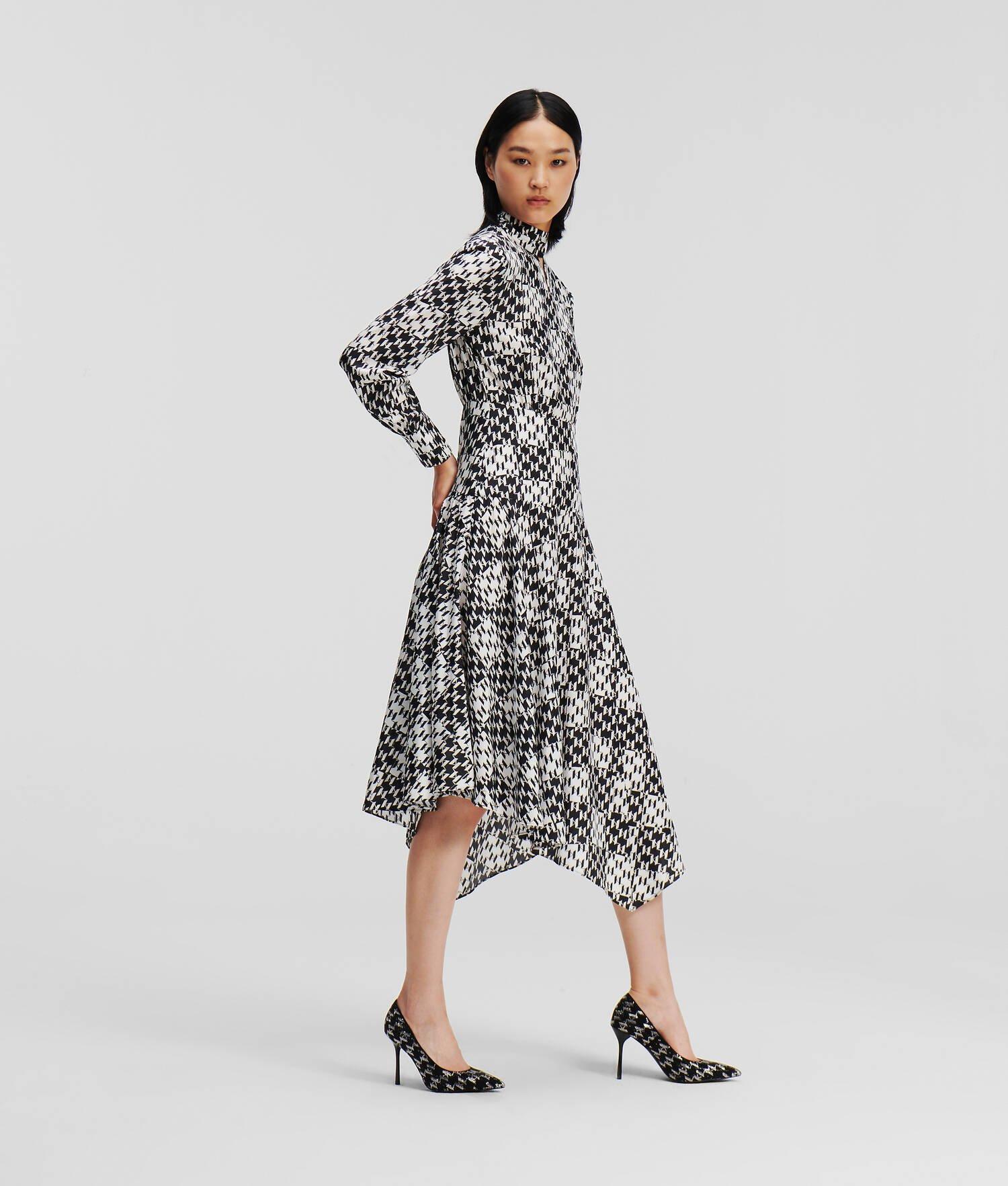 KL MONOGRAM CHECKED SILK DRESS Product Image